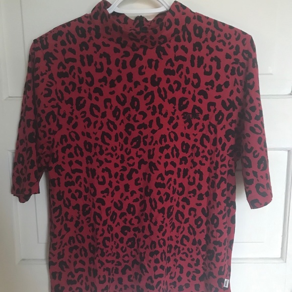 Vans Final Match leopard print mock neck T-shirt - Picture 1 of 4